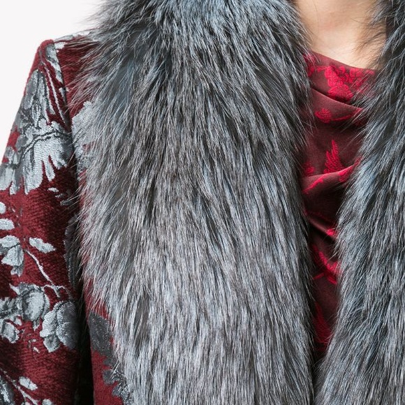 Courtney Jacquard Single-Button Jacket w/ Fox Fur Collar - Picture 7 of 7